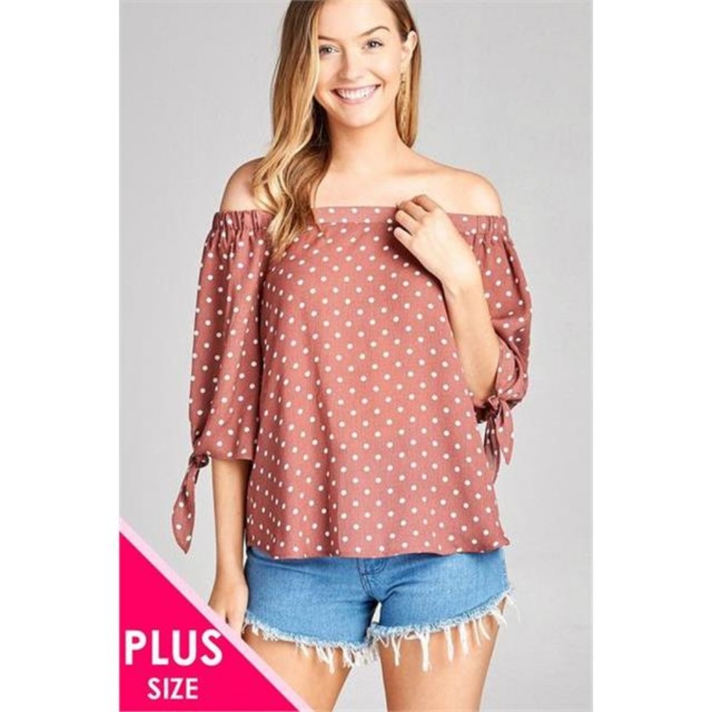 CURVY ROSE POLKA DOT TIE SLEEVE TOP 3 PACK